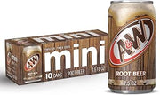A&W Root Beer Soda, 7.5 fl oz Mini Cans, 10 pack