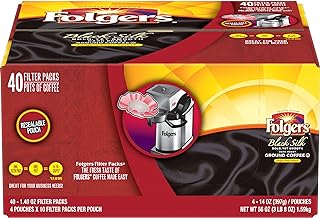 Folgers Black Silk Dark Roast Ground Coffee, 40-1.4 Ounce Filter Packs