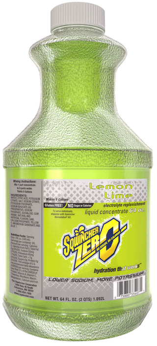 Zero Liquid Concentrate by Sqwincher – 64 Fl Oz (Pack of 6), Lemon Lime, Model 050104-LL