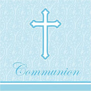 Creative Converting 18 Count Communion Lunch Napkins, Faith Blue