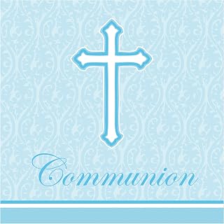 Creative Converting 18 Count Communion Lunch Napkins, Faith Blue
