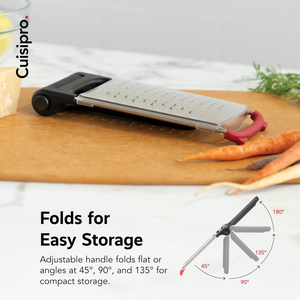 Surface Glide Technology Stainless Steel Folding Handle Grater by Cuisipro – Coarse Grater, Stainless Steel, Model 746811
