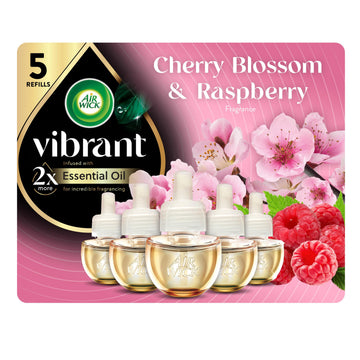 Scented Oil Vibrant Refill Cherry Blossom & Raspberry 5 ct. by Air Wick – 3.38 Fl Oz (Pack of 1), Pink, Model 6233801065