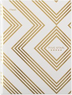 Five Star Composition Book, College Ruled Paper, 7-1/2" x 9-3/4", 150 Sheets, Hardcover, Metallic Gold Geo (850165F-ECM)