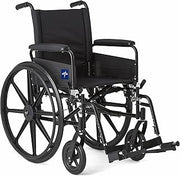 Medline Lightweight Wheelchair, Full-Length Arms and Swing-Away Footrests, 18" x 16" Seat (W x D)