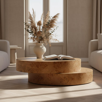Ely - Modern Faux Burl Coffee Table by Limari Home – Wood, Beige, Model LIM-83159
