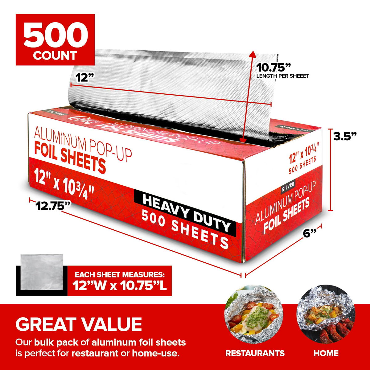 Stock Your Home 12 Inch / Silver / 1 Aluminum Foil