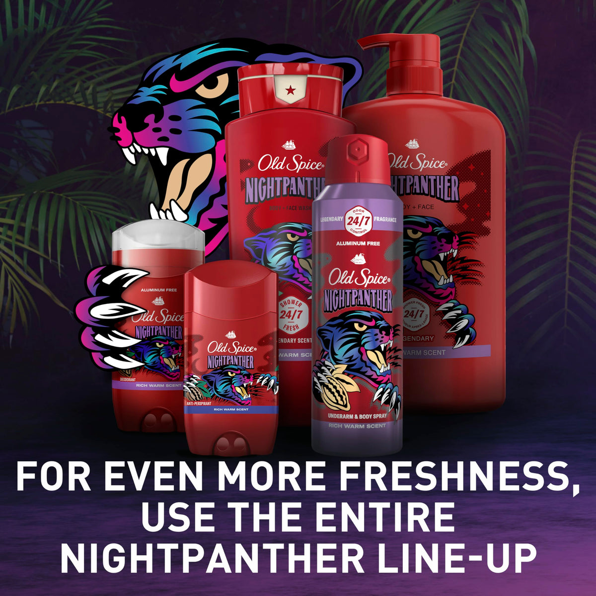 Old Spice NightPanther / 33.4 Fl Oz (Pack of 4) / Red Body Washes