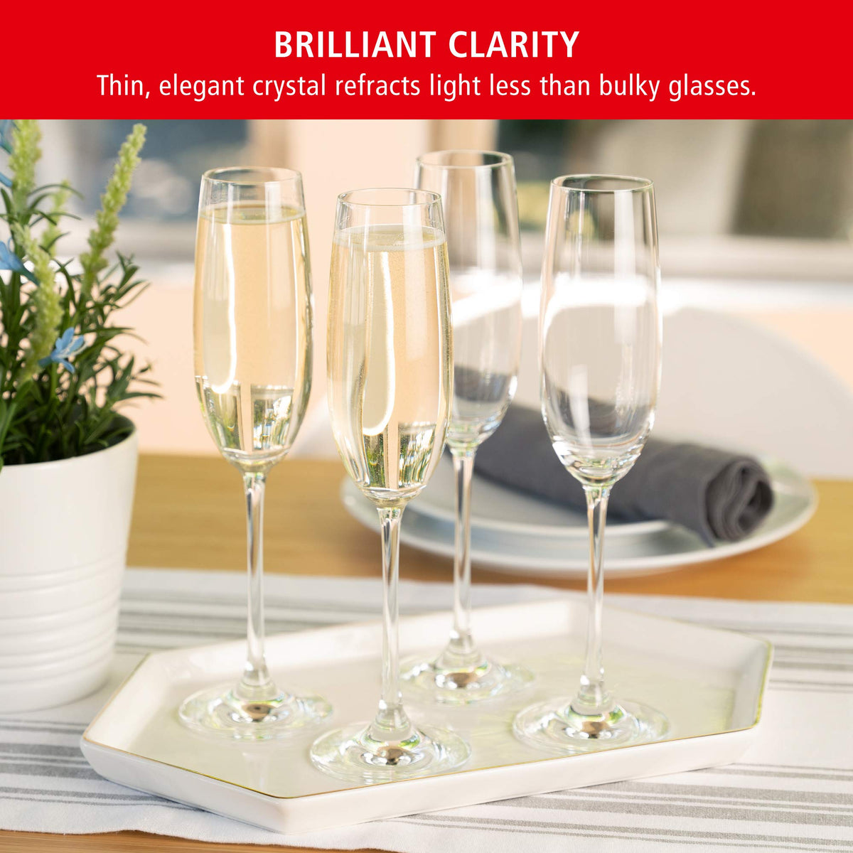 Salute Champagne Flutes by Spiegelau – 4 Count (Pack of 1), 7.1 ounces, Glass (Lead-free Crystal), Champagne Glasses, Model 4720175