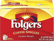 Folgers Coffee Singles Classic Roast Coffee Bags, 6 Ounce - 38 Count each (Pack of 6)