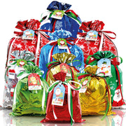 Diamerd Christmas Drawstring Gift Bags, 38 Piece Assorted Sizes, Red Green Blue