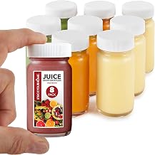 Stock Your Home Glass Shot Bottles with Caps (8 Pack) 2 Oz Juice, Wellness, or Ginger Shots Bottle - Leak Proof, Dishwasher Safe, Mini Jars with Plastic Lids - Reusable Small Juicing Containers