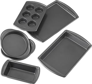 Wilton Advance Select 6 Piece Nonstick Bakeware Set, Durable, Scratch-Resistant Baking Pans with Silicone-Infused Coating, Oven Safe, Dishwasher Safe, PFAS-Free Kitchen Baking Set