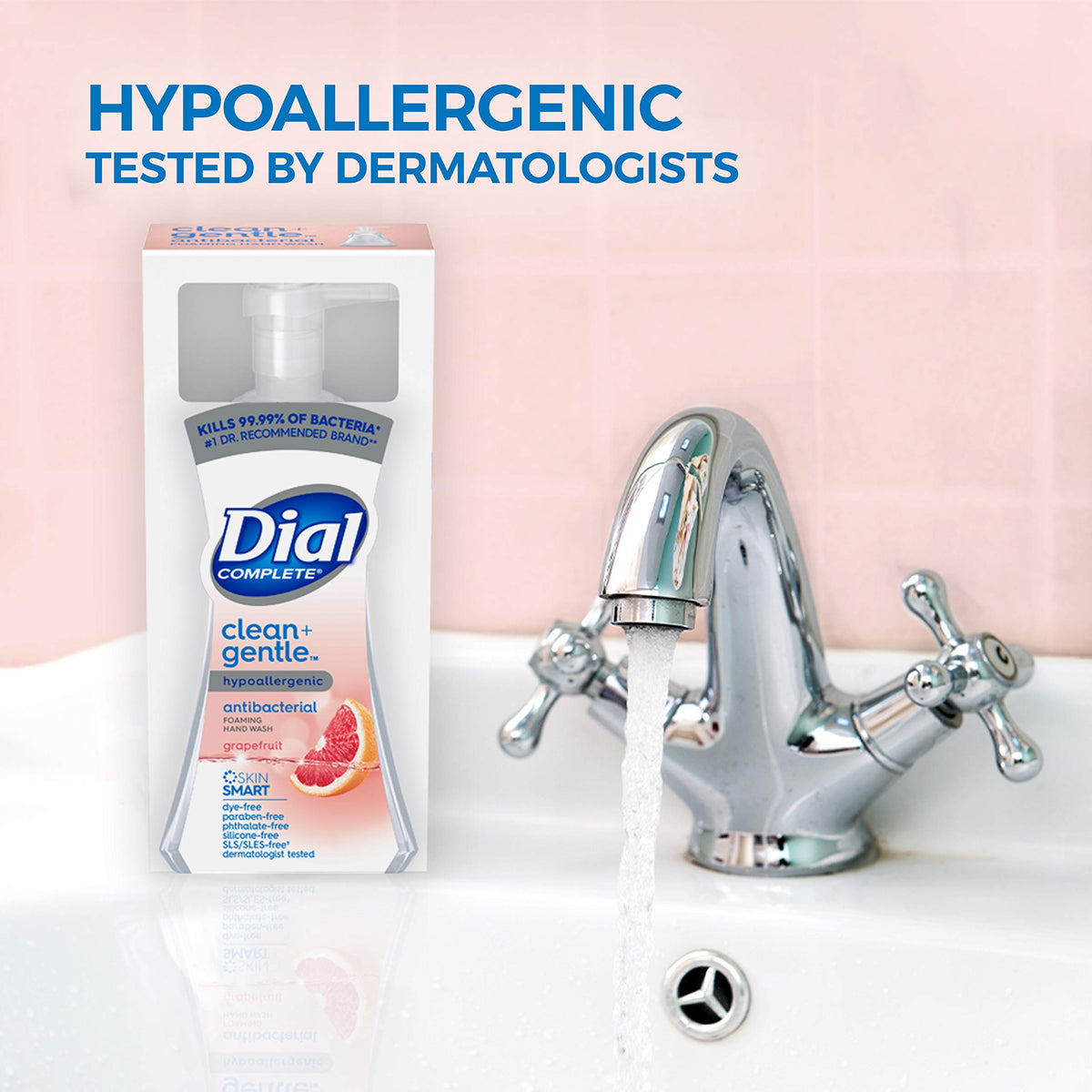 Complete Clean + Gentle Antibacterial Foaming Hand Wash by Dial – 60 Fl Oz (Pack of 1), White, Model 1017163