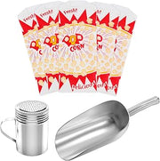 Popcorn Machine Supplies Set, 100 Popcorn Bags (1 oz. Paragon 1029), 1-12 oz. Popcorn Scoop, 1-10 oz. Popcorn Season Salt Shaker