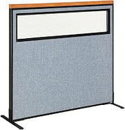 Global Industrial 48-1/4"W x 43-1/2"H Deluxe Freestanding Office Partition Panel with Partial Window, Blue