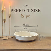 Mora Ceramic Pie Dish, 9 Inch Deep Fluted, Vanilla White