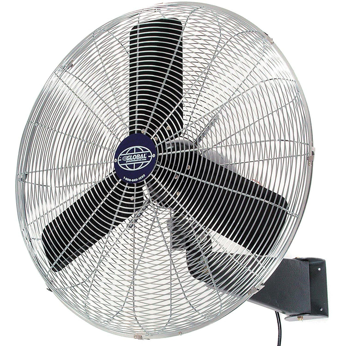 30" Diameter Commercial Wall Mount Fan by Global Industrial – 42"L x 33"W x 7"H, Alloy Steel, Black, Model MI0816R