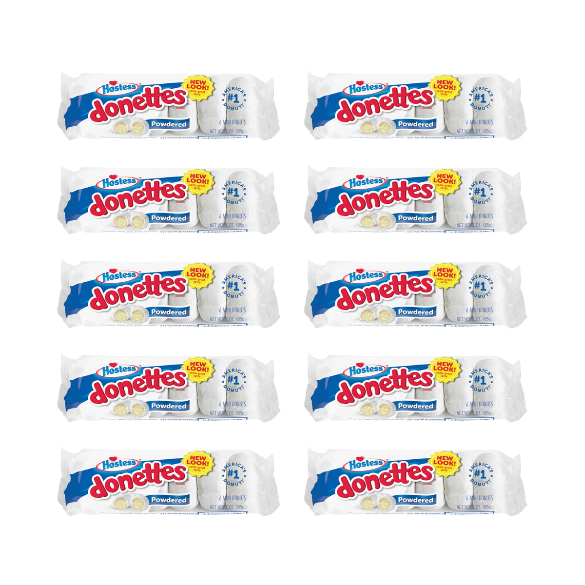 Powdered Sugar Donettes by Hostess – 3 Ounce (Pack of 10), Pack of 10