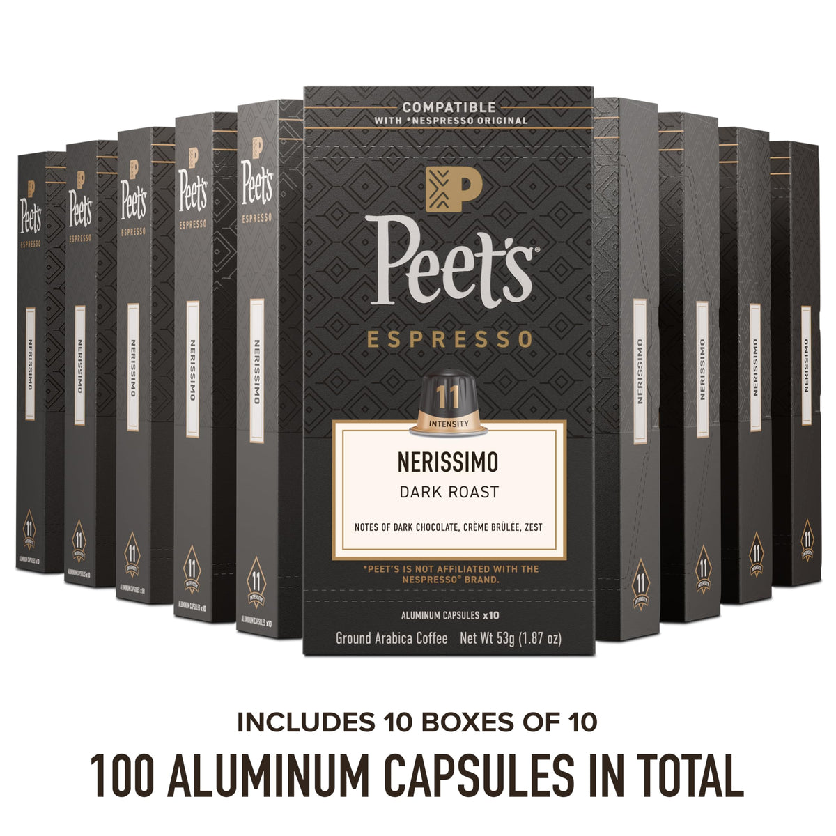 Peet's Coffee Nerissimo / 10 Count (Pack of 10) / Nerissimo (Intensity 11) Coffee Gifts