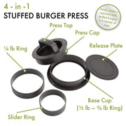 Stuffed, 4-in-1 Burger Press by Cuisinart – 4-in-1, 4.0 ounces, Plastic, 4-in-1 Burger Press, Model CSBP-200