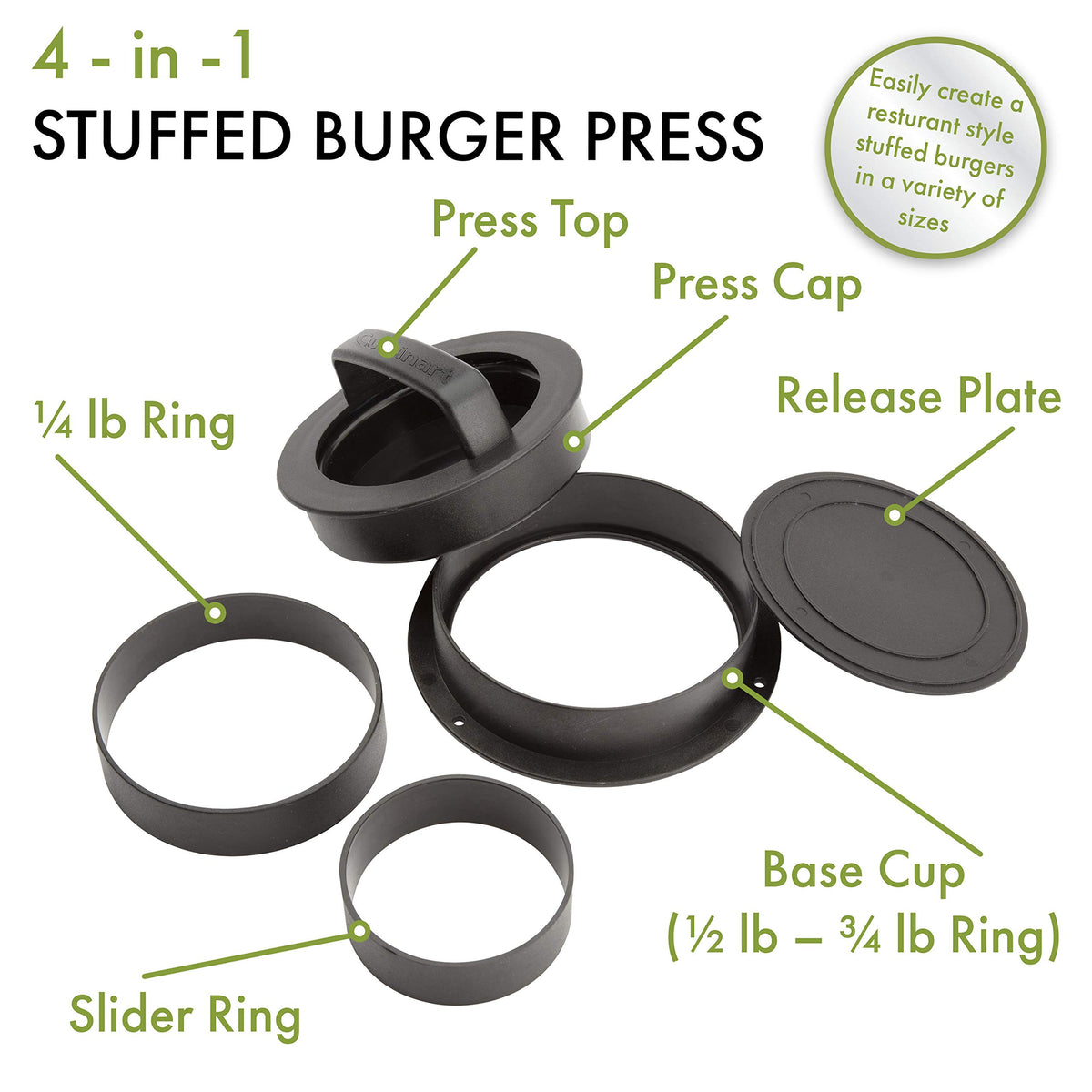 Cuisinart 4-in-1 Burger Press / 4-in-1 (Pack of 3) / 4.0 ounces Grill Presses & Irons