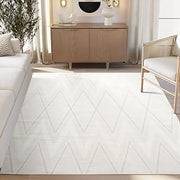 Abani Regal Beige Neutral Area Rug - 9 x 12 - for Living Room, Bedroom, Dining - Washable Modern Geometric Triangle Design - Soft, Durable