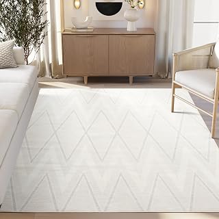 Abani Regal Beige Neutral Area Rug - 9 x 12 - for Living Room, Bedroom, Dining - Washable Modern Geometric Triangle Design - Soft, Durable
