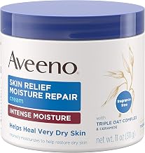 Aveeno Skin Relief Intense Moisture Repair Cream with Triple Oat Complex, Ceramide & Rich Emollients, Steroid- & Fragrance-Free Moisturizing Body Cream for Extra-Dry Skin, 11 oz ( Pack of 12)