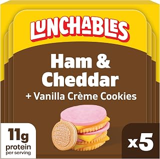 Lunchables 5 ct, Ham & Cheddar w/ Vanilla Creme Cookies, 3.5 oz