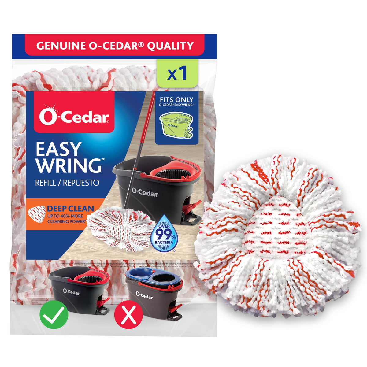 O-Cedar White / Deep Clean Refill / 1-Pack - Deep Clean Replacement Mop Heads