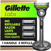 Gillette Labs Razor for Men, 1 Handle, 4 Blade Refills, Magnetic Stand