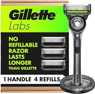 Gillette Labs Razor for Men, 1 Handle, 4 Blade Refills, Magnetic Stand