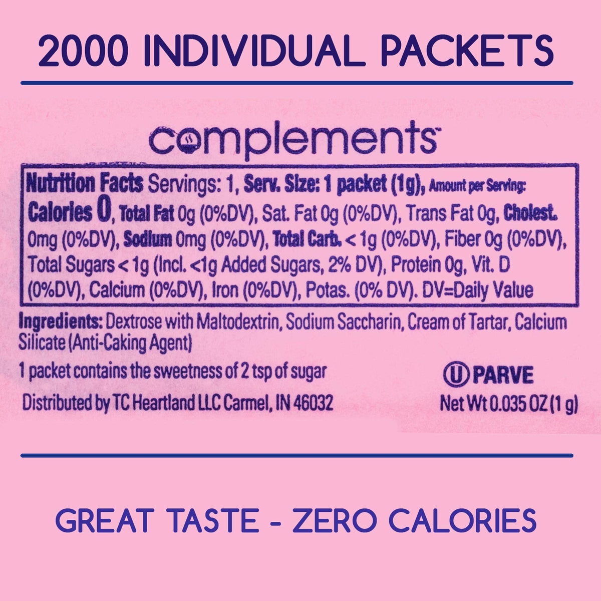 HEARTLAND Saccharin pink sweetener / 2000 Count (Pack of 1) / 1 Saccharine