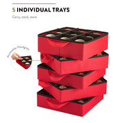 Zober Ornament Storage Box With Trays, Holds 73 Ornaments, Red