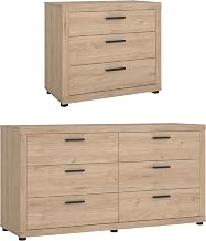 Tvilum Mira Jackson Hickory 2-Piece Bedroom Set - 6 Drawer Double Dresser and Chest