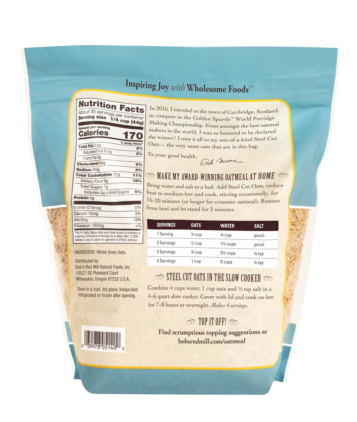 Steel Cut Oats by Bob's Red Mill – 54 Ounce (Pack of 8), Pack of 8, Model P101276