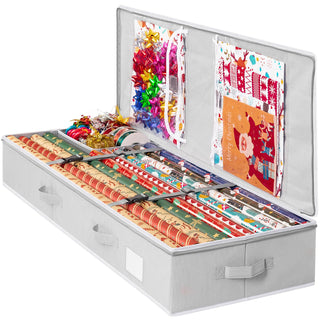 Criusia Wrapping Paper Storage Organizer, Fits 24 Rolls, Grey