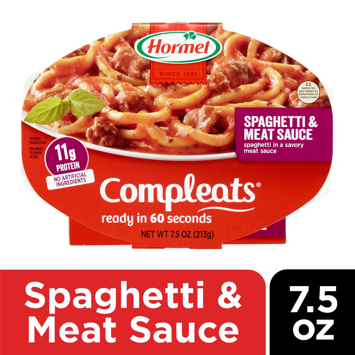 Hormel Compleats Spaghetti with Meat Sauce / 7.5 Ounce (Pack of 7) / Spaghetti & Meat Sauce Meat Dishes