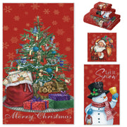 Moukeren Christmas Bath Towel Set, 3-Piece Microfiber, Multicolored