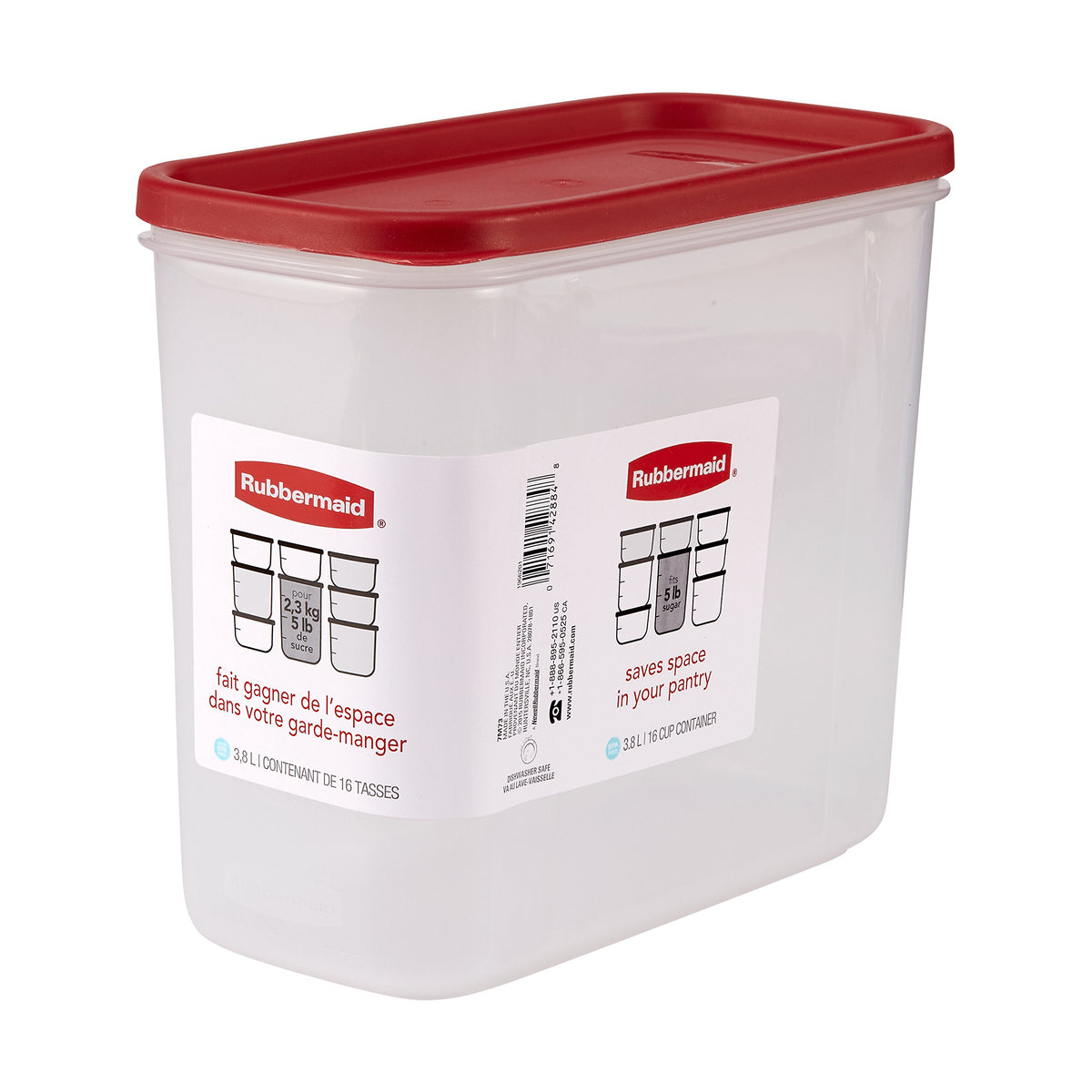 16-Cup 16C Dry Food Container by Rubbermaid – 16-Cup, 16 cups, Plastic, Clear, Pack of 2