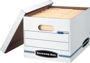 FEL0070308 - Stor/File Storage Box by Bankers Box – 10"H x 12"W x 15"D, Cardboard, Blue/White, Pack of 4