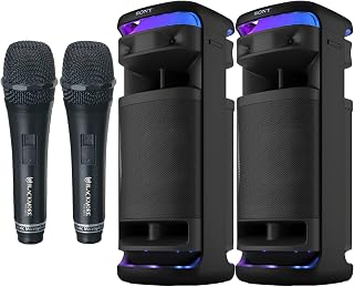 Sony SRSULT1000 ULT Tower 10 Party Speaker Bundle | BMP-4 Wired Unidirectional Dynamic Microphone ( 2-Pack), (4 items)