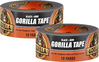 Gorilla Tape, Duct, Utility, Triple Layer Strength, Indoor & Outdoor, Weather Resistant Shell, 1.88 in x 10 yd, Black, (Pack of 2)