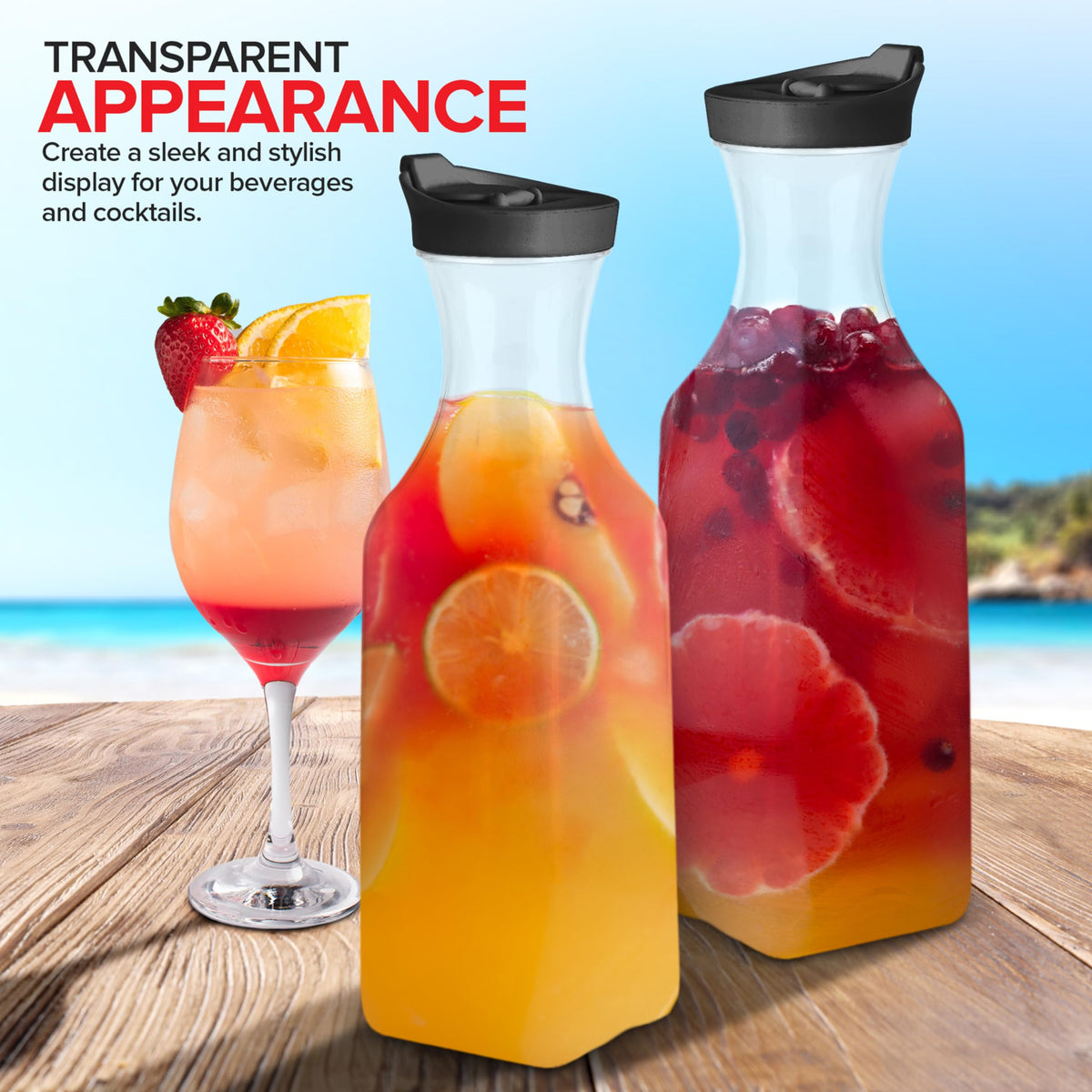Stock Your Home 2 / 12.5” H x 3.5”L & W x 2.5” Dia. / colorless Carafes