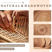 Oavostd Rattan Fruit Basket, Handwoven Wave Set, Natural