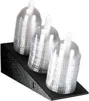 ADL-3 Countertop Dome Lid Organizer, Three-Section Angled Holder for 8 oz. to 44 oz. Dome Lids, Durable Black Polystyrene, Compact 5.5-Inch Width, Surface or Counter Mountable