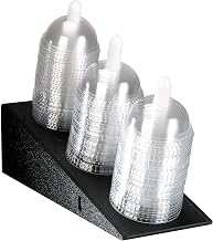ADL-3 Countertop Dome Lid Organizer, Three-Section Angled Holder for 8 oz. to 44 oz. Dome Lids, Durable Black Polystyrene, Compact 5.5-Inch Width, Surface or Counter Mountable