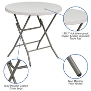 2.63 ft Plastic Round Folding Table by Flash Furniture – 32" Round, Plastic, Metal, Plastic: Polyethylene, Granite White, Model RB-32R-GW-GG