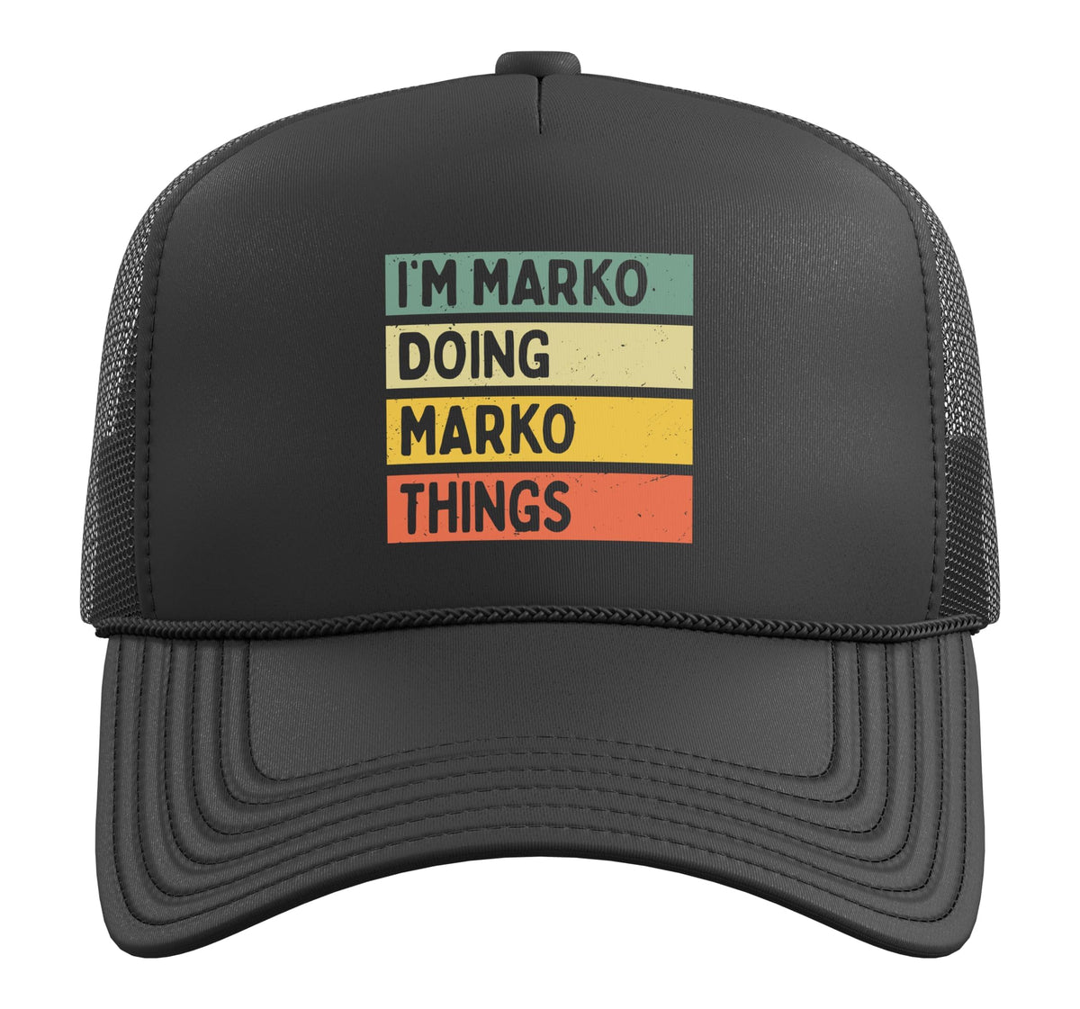I'm Marko Doing Marko Things Funny Personalized Quote Trucker Hat with Adjustable Mesh Back by Personalized Gift Ideas Marko – Polyester, Black